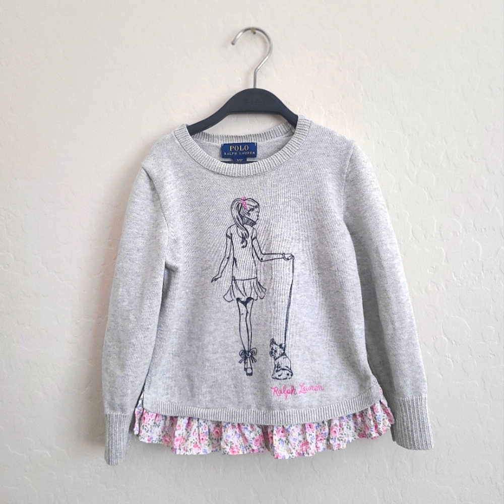 Polo Ralph Lauren 3t sweater with fringe floral detailing